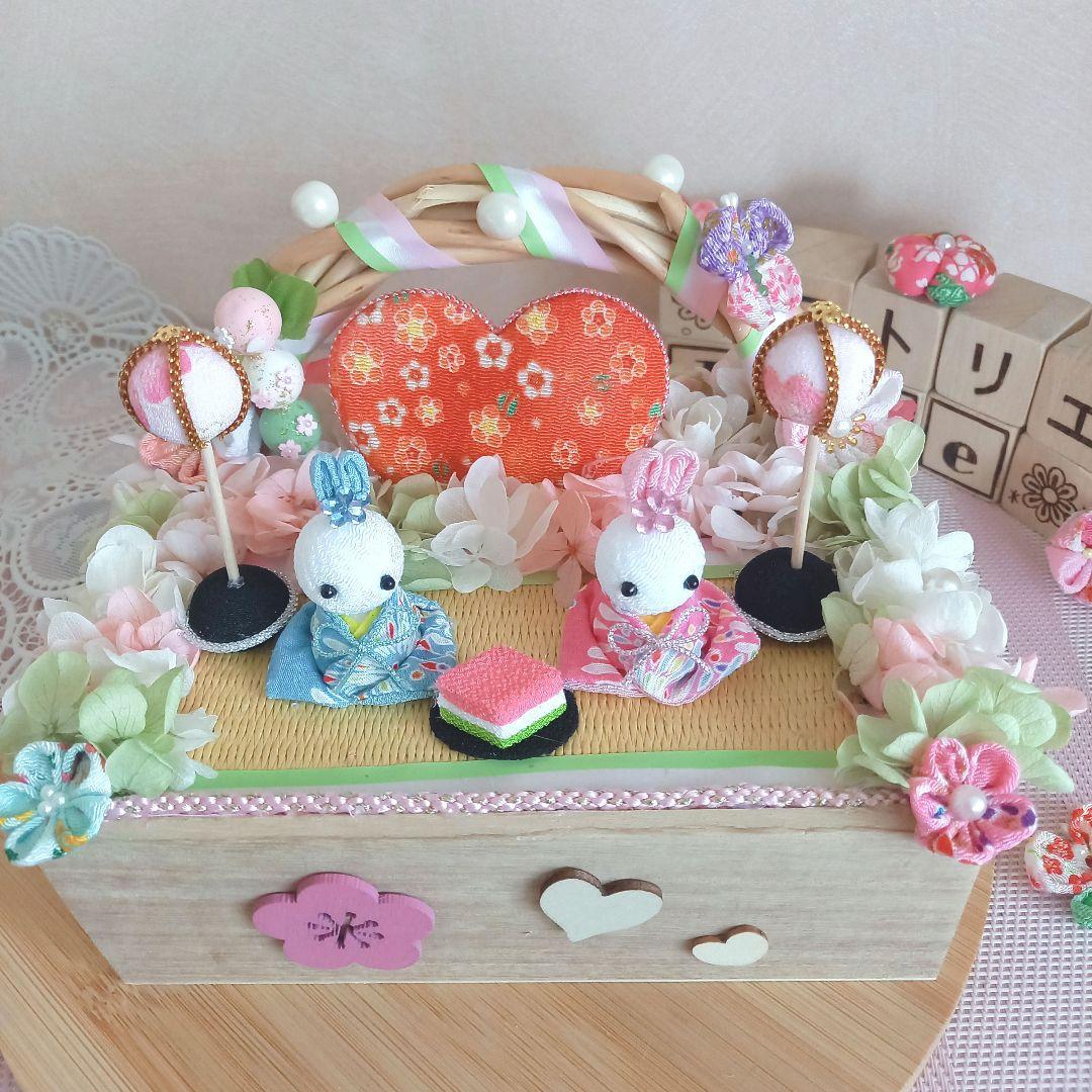 No５ 桃の節句 .*✿ ひな祭りアレンジ ちりめん細工 うさぎver.