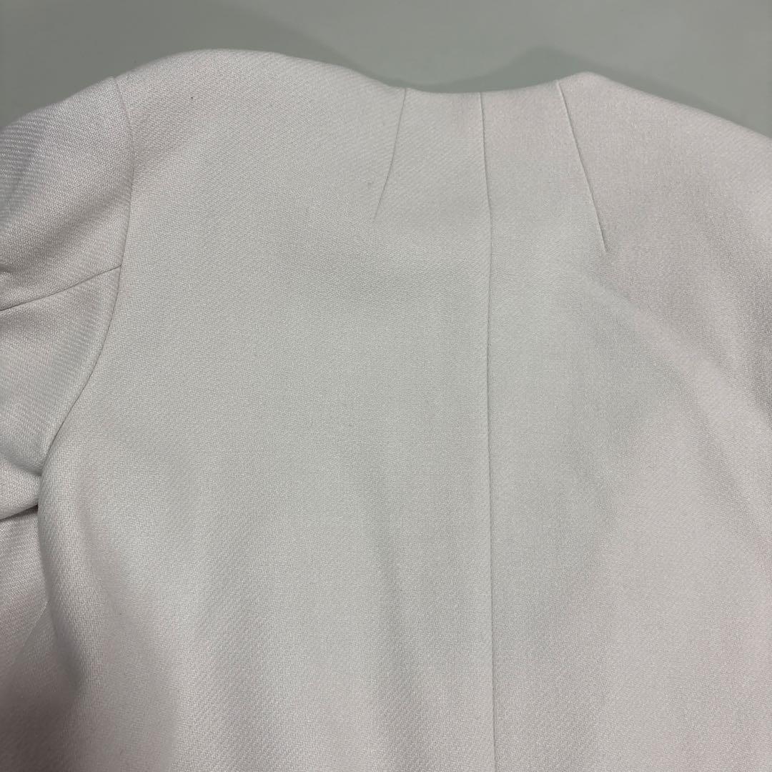 【美品】SHIPSノーカラーロングコート Bellandi ホワイト 40