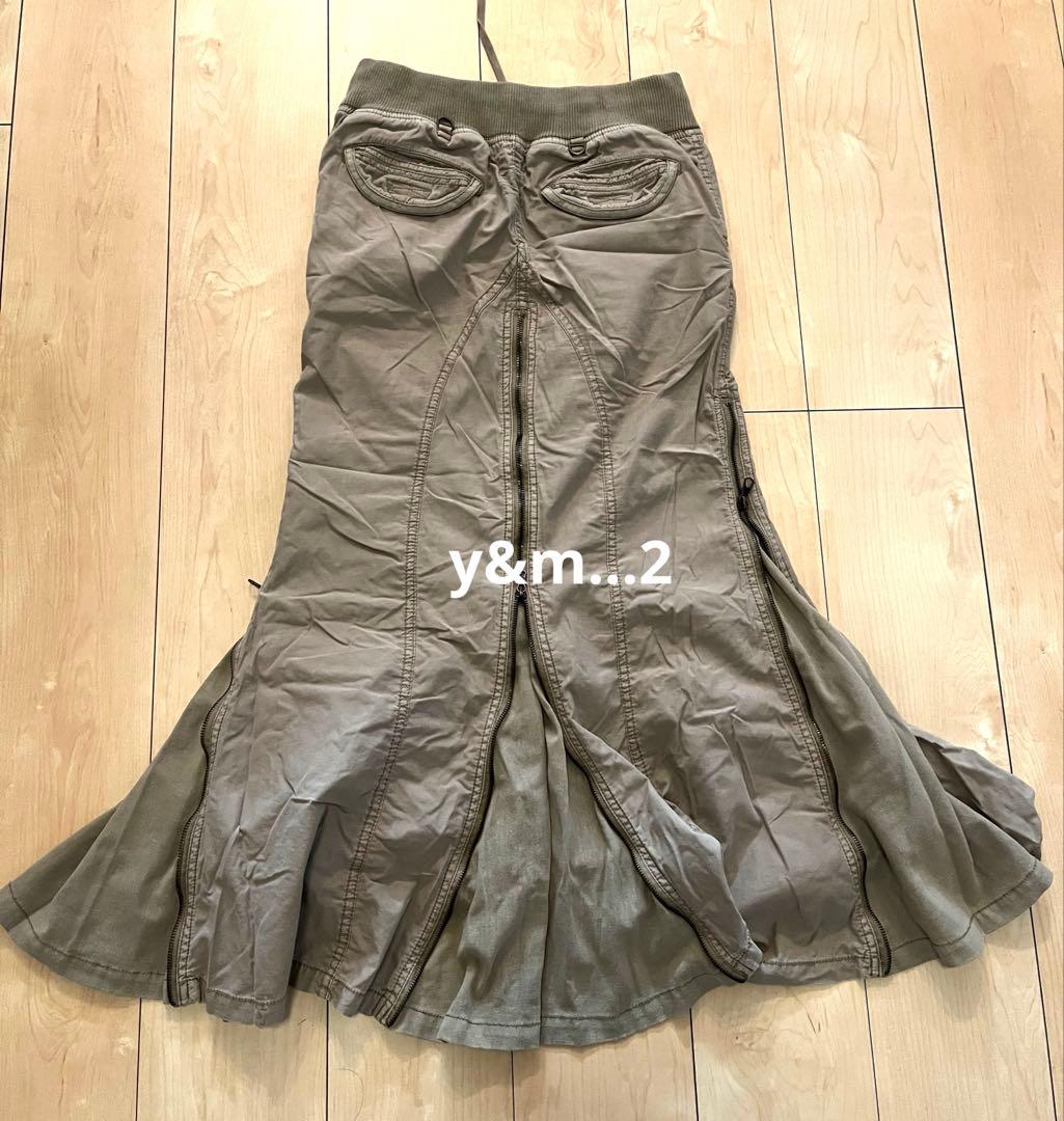 goa ゴア ジップスライダーロングスカート free ミリタリー 希少 Y2K