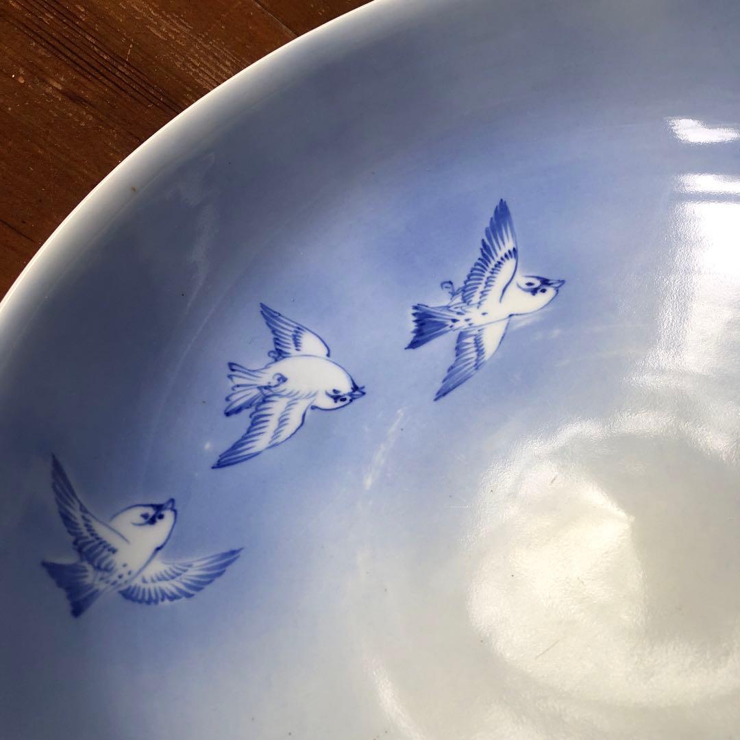 深川製磁 オールド深川 大鉢 大皿 盛鉢 そうめん鉢 ふくら雀 福来雀 すずめ