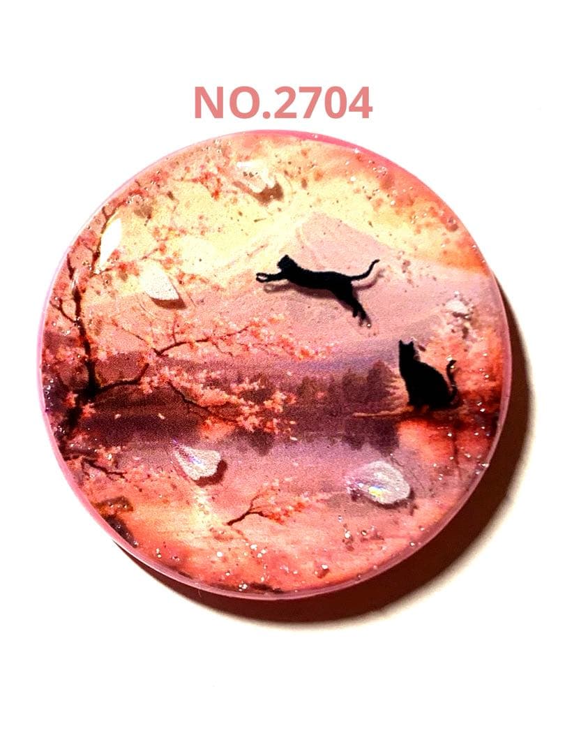 NO.2704 黒猫　レジンヘアゴム　ブローチ　ポニーフック