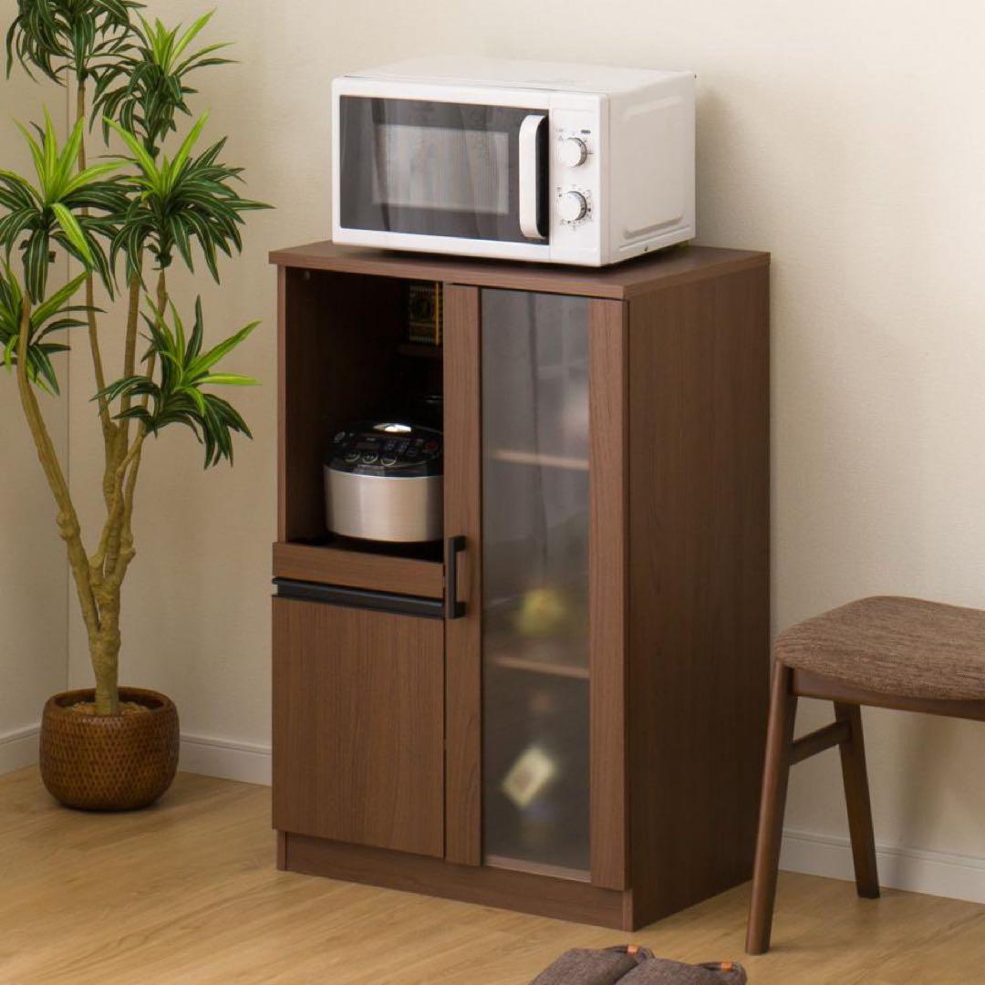 【洗浄消毒作業済】【美品】ニトリ　レンジ台(フォルムN RE9060G MBR）