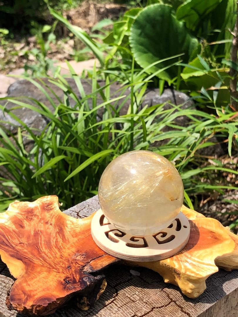 41.5mm ❤️金運アップ　✳タイチンルチル　ゴールドルチルクォーツ　丸玉