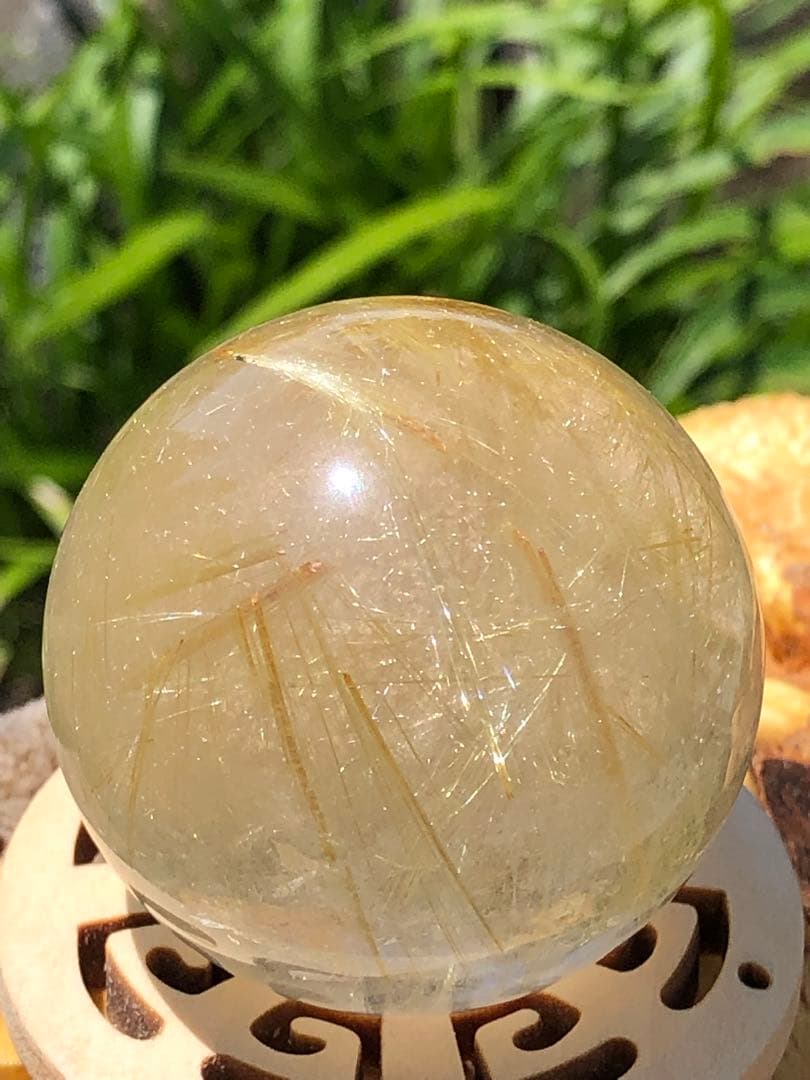 41.5mm ❤️金運アップ　✳タイチンルチル　ゴールドルチルクォーツ　丸玉