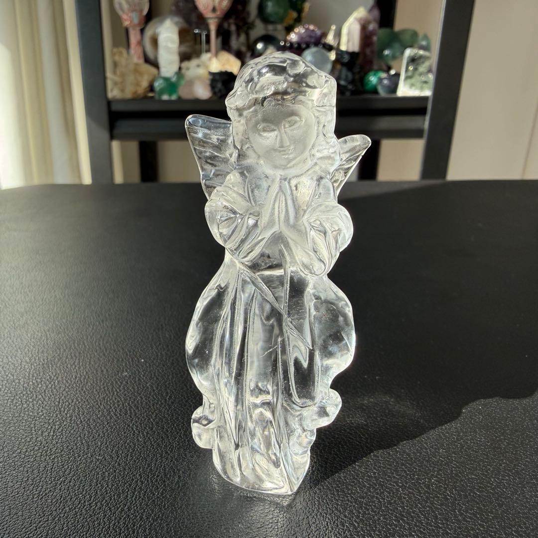 天然石水晶の天使ちゃん　置物　彫物NO.021414