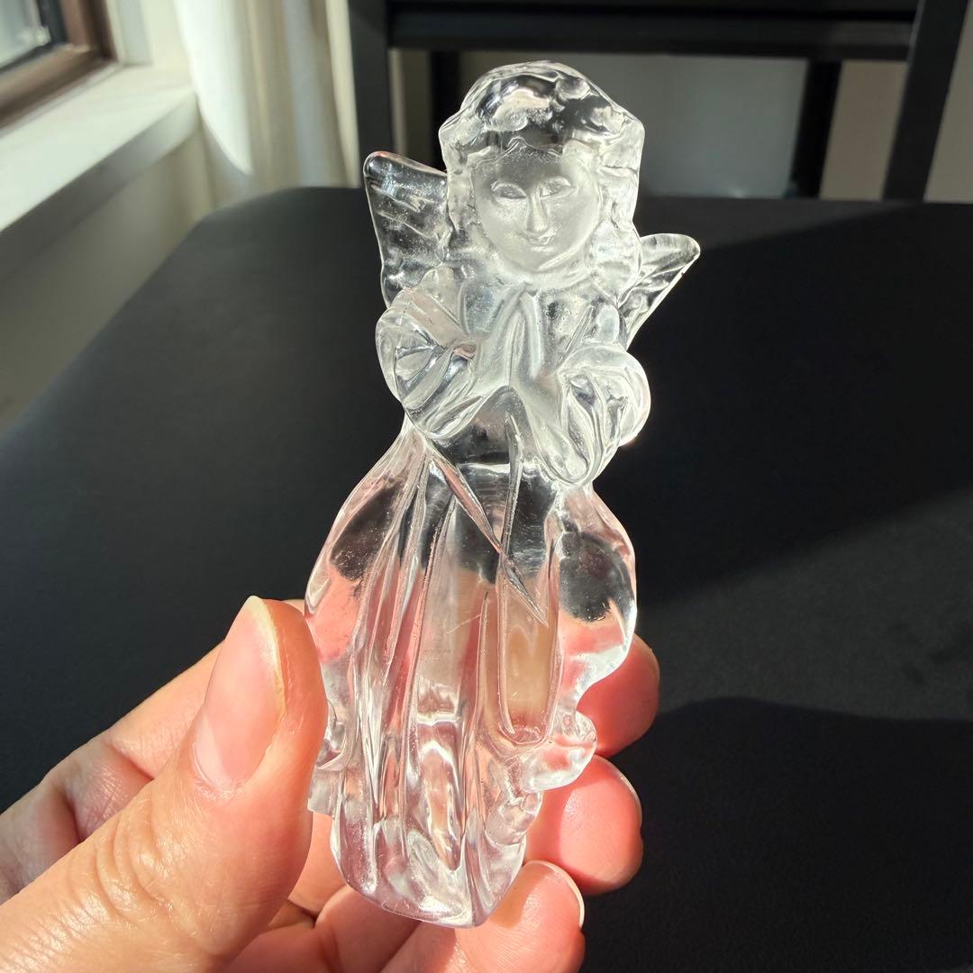 天然石水晶の天使ちゃん　置物　彫物NO.021414