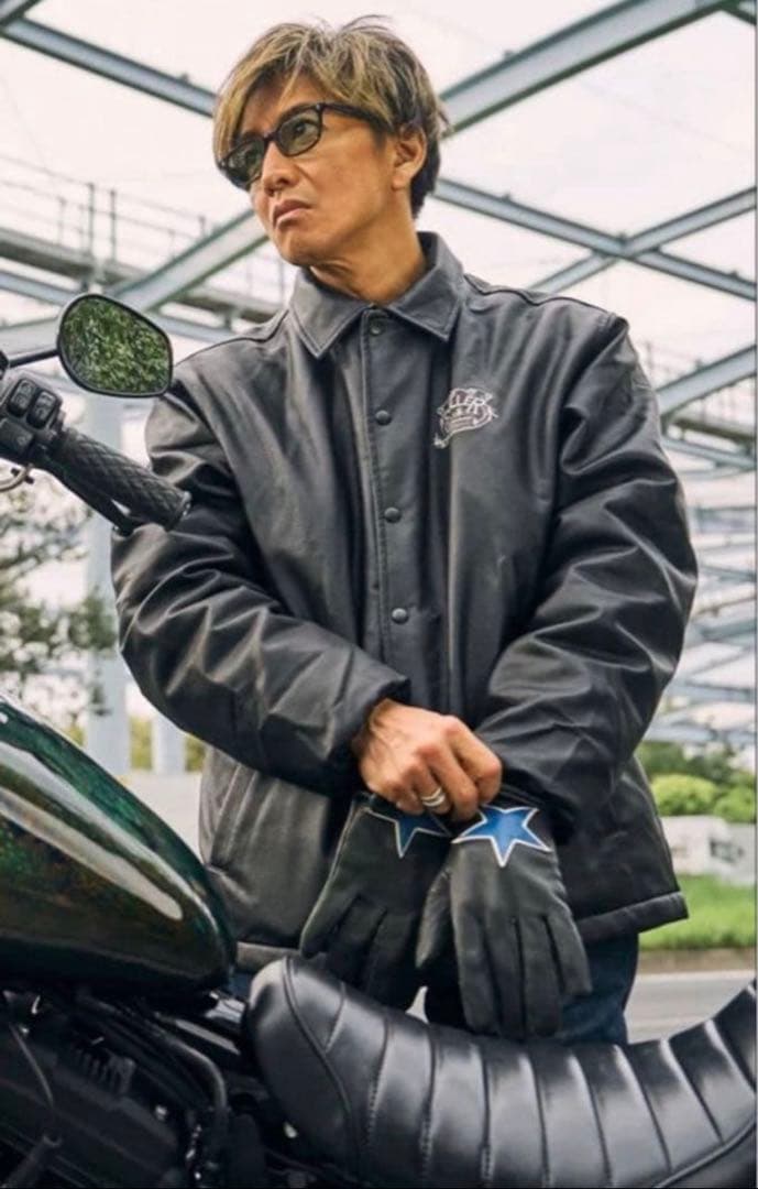 roller fake leather coach jacket M 現物写真