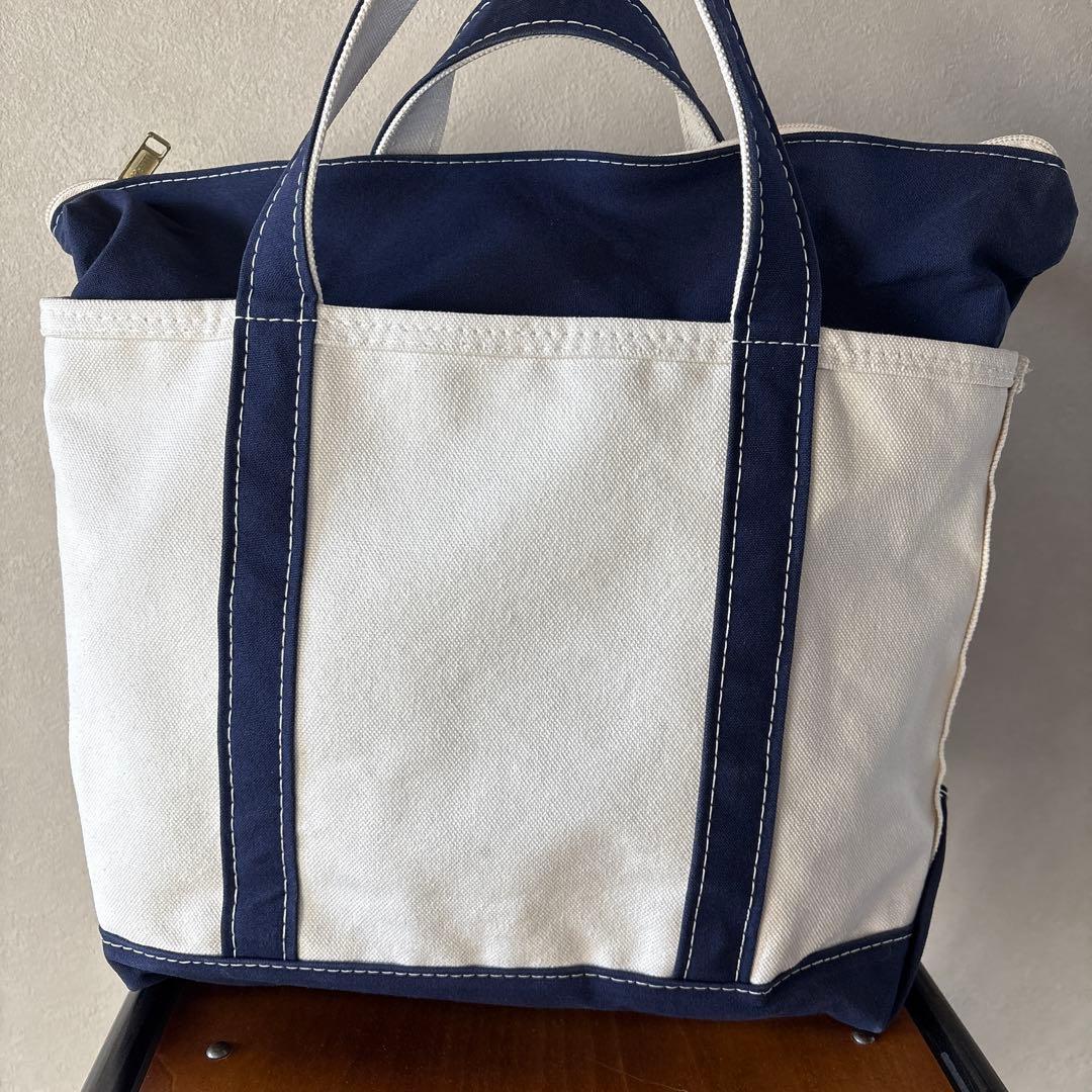 エルエルビーン　ボートアンドトート　ネイビー　ジップトップ　ミディアムサイズ