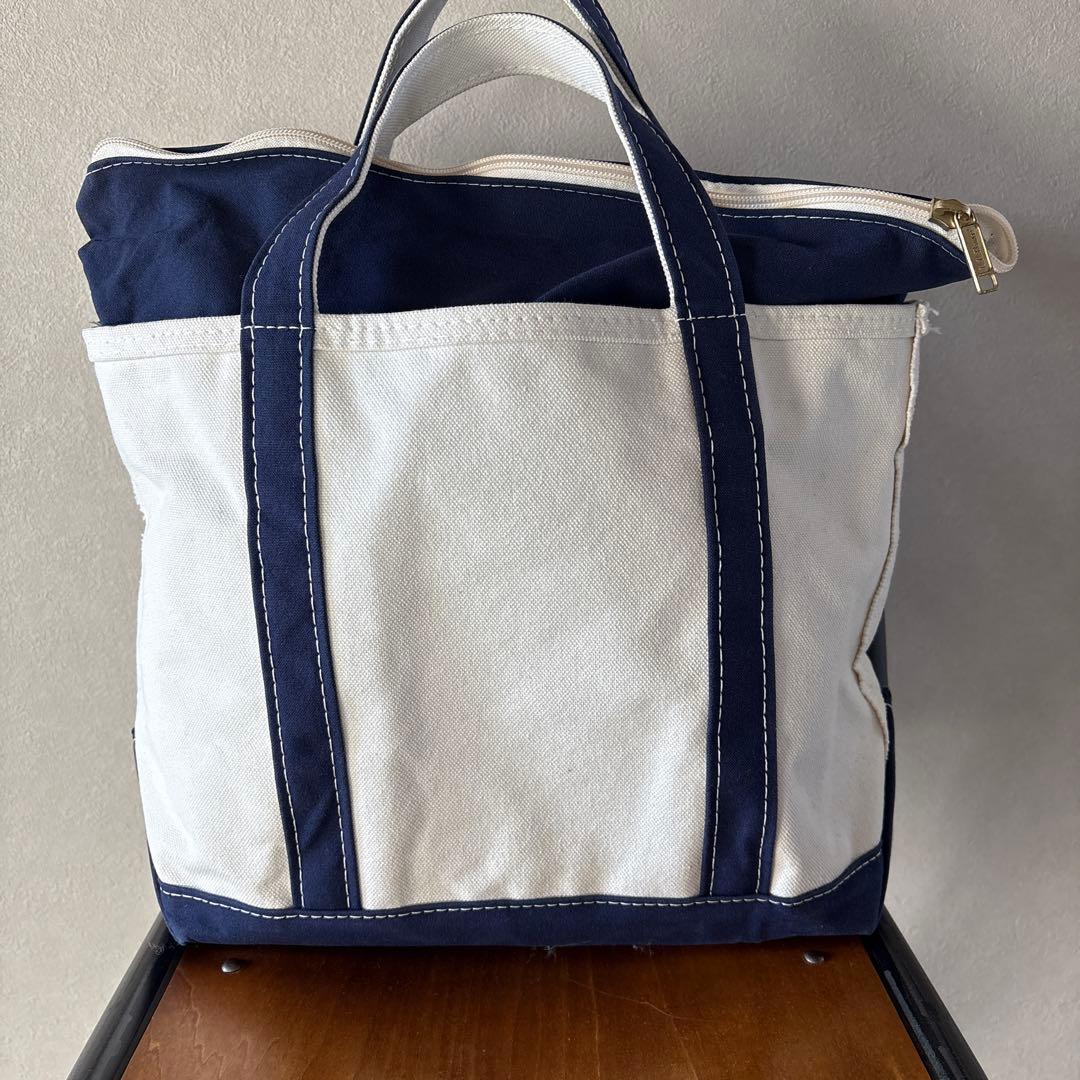 エルエルビーン　ボートアンドトート　ネイビー　ジップトップ　ミディアムサイズ