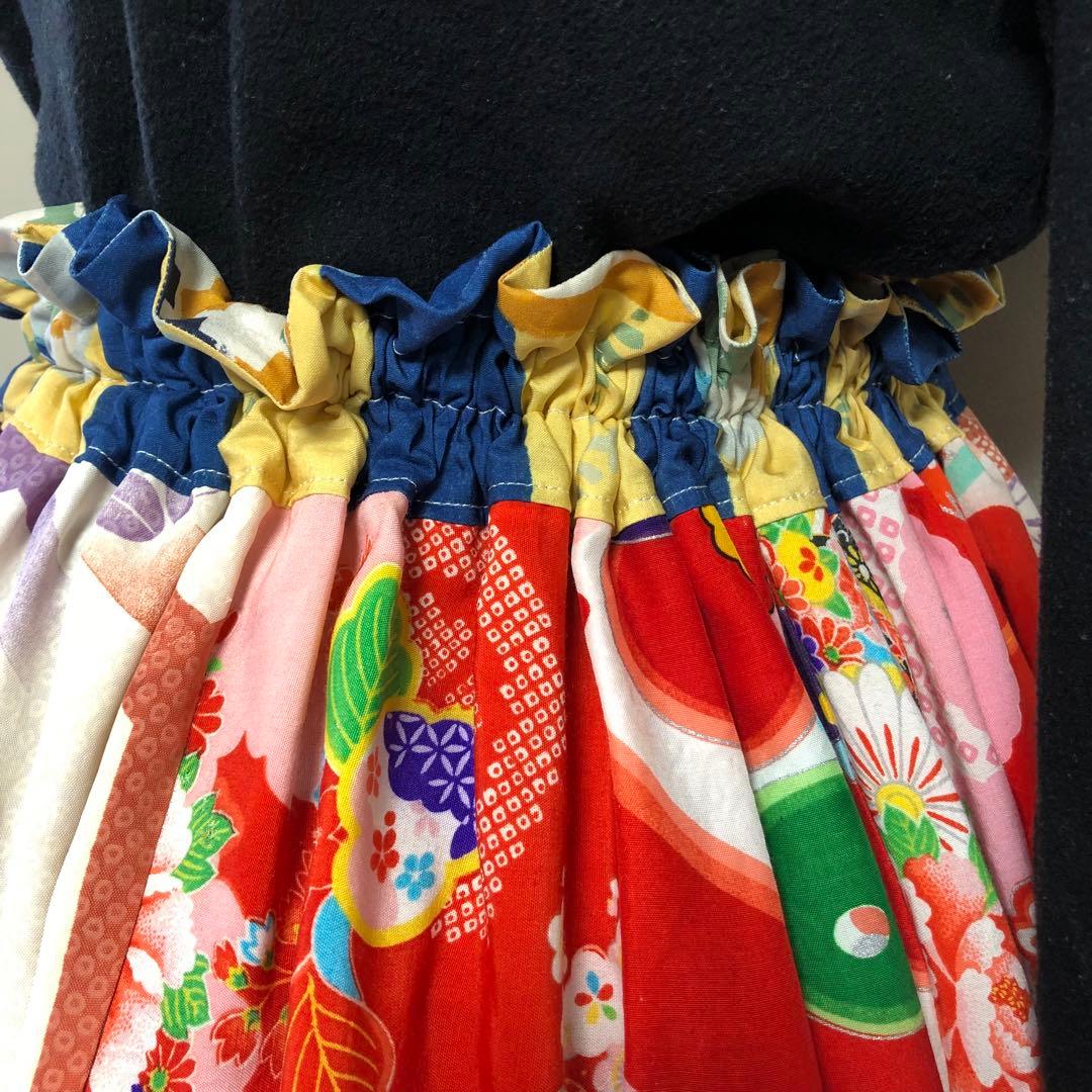 ティアードスカート　古布　リメイク　子供着物　女児着物　七五三着物　一点物
