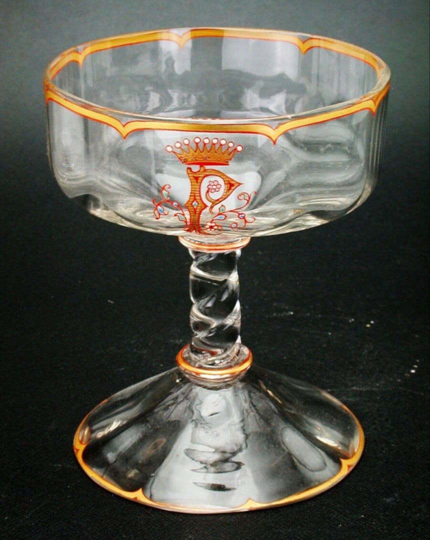 エミール・ガレ★エナメル彩★花装飾文★キャビネットグラス