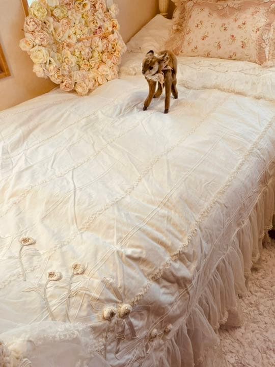 ❤️さえら★ヒスクローネ★お花モチーフフリル★ベッドカバー ★掛け布団カバー★姫系