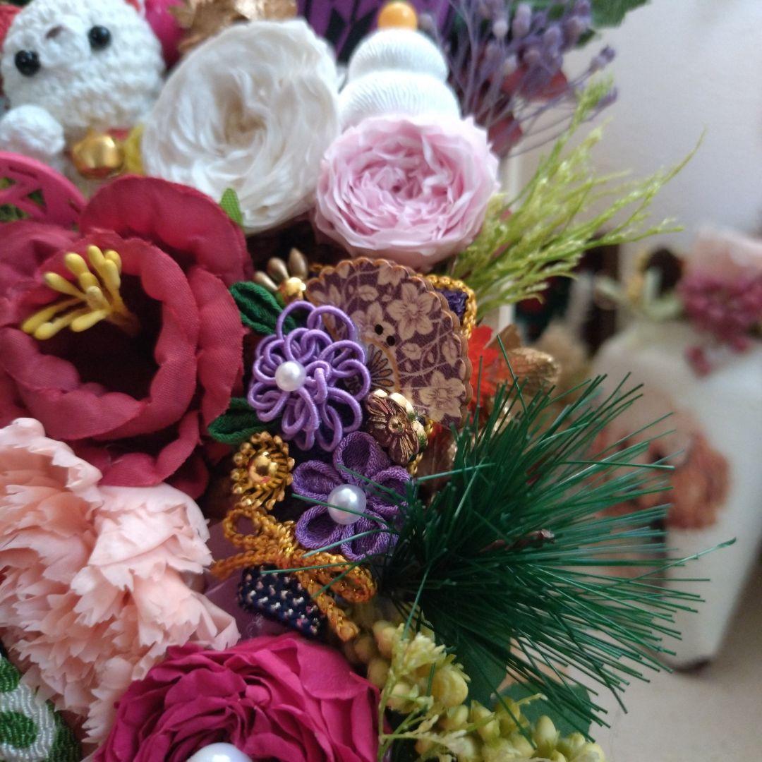 ご予約済…✦新作✦謹賀新年・お正月飾り…着物うさぎと招き猫…モリモリバージョン