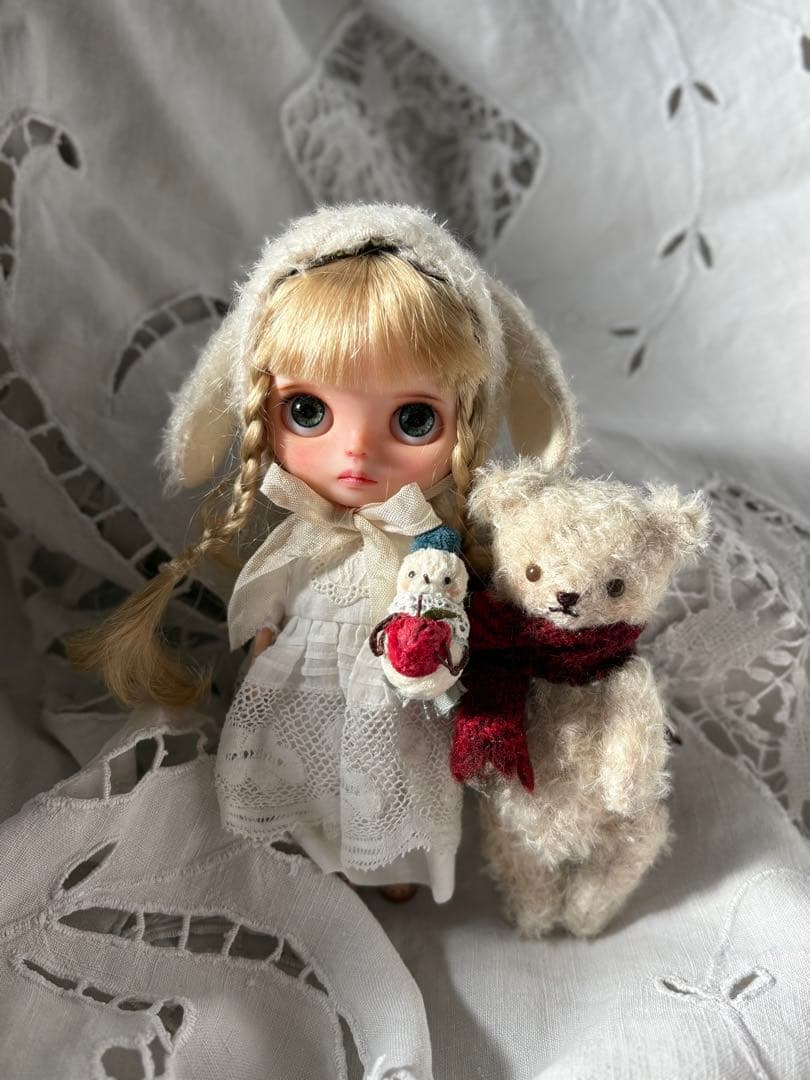 ちびくまcocolilou モヘアの小さなテディベア