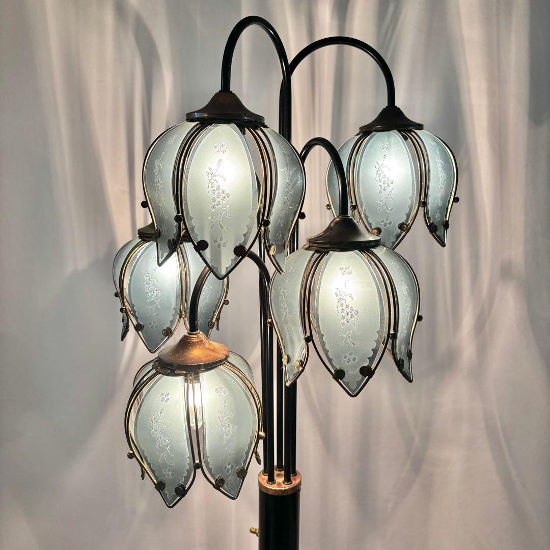 『ヴィンテージ』レトロ　アンティーク　フラワー スタンドライト 鈴蘭フロアランプ