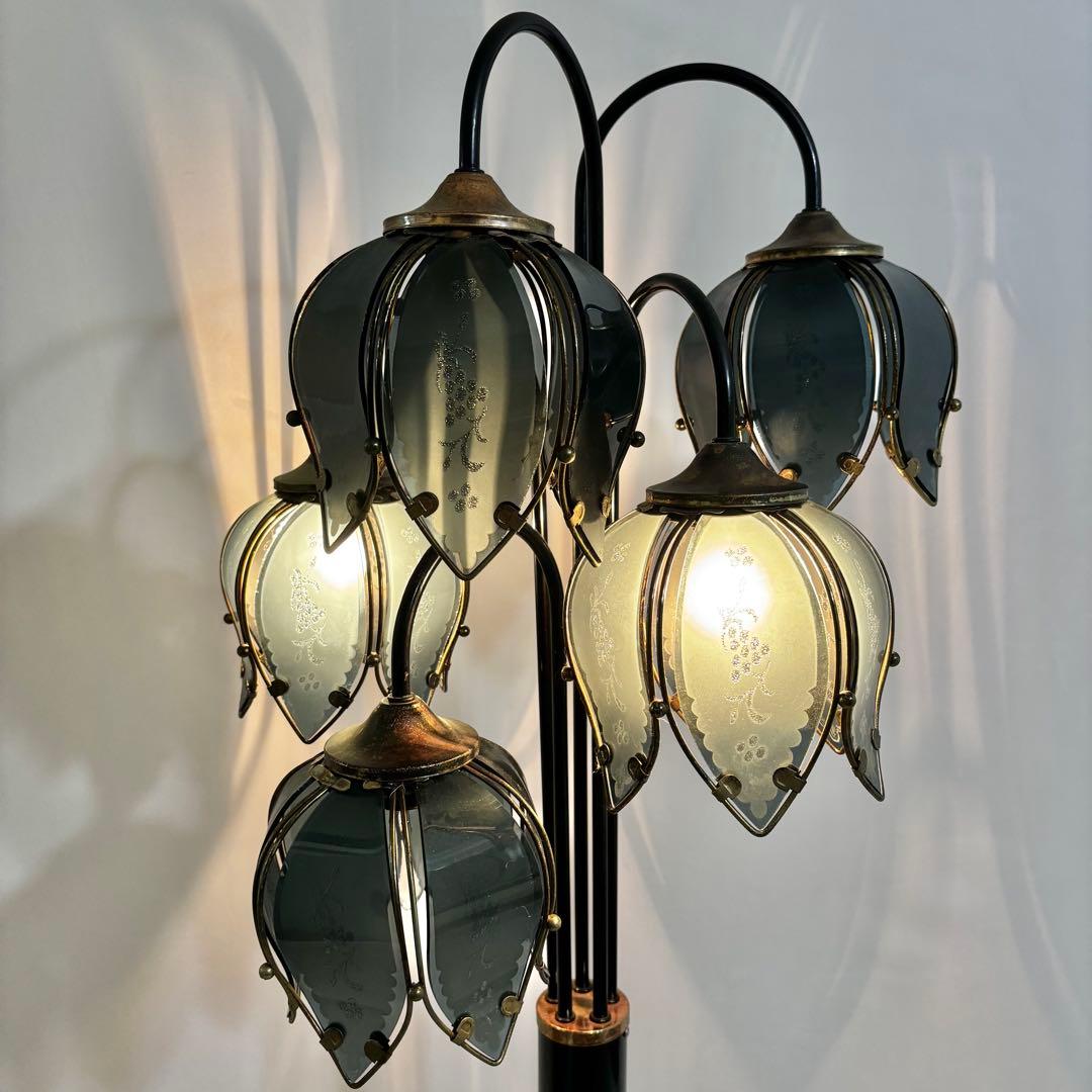 『ヴィンテージ』レトロ　アンティーク　フラワー スタンドライト 鈴蘭フロアランプ