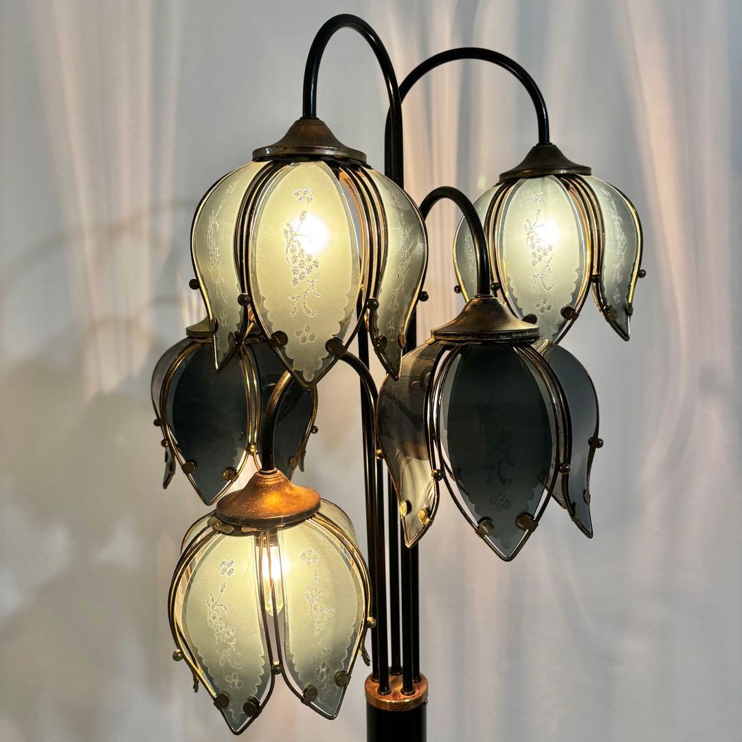 『ヴィンテージ』レトロ　アンティーク　フラワー スタンドライト 鈴蘭フロアランプ