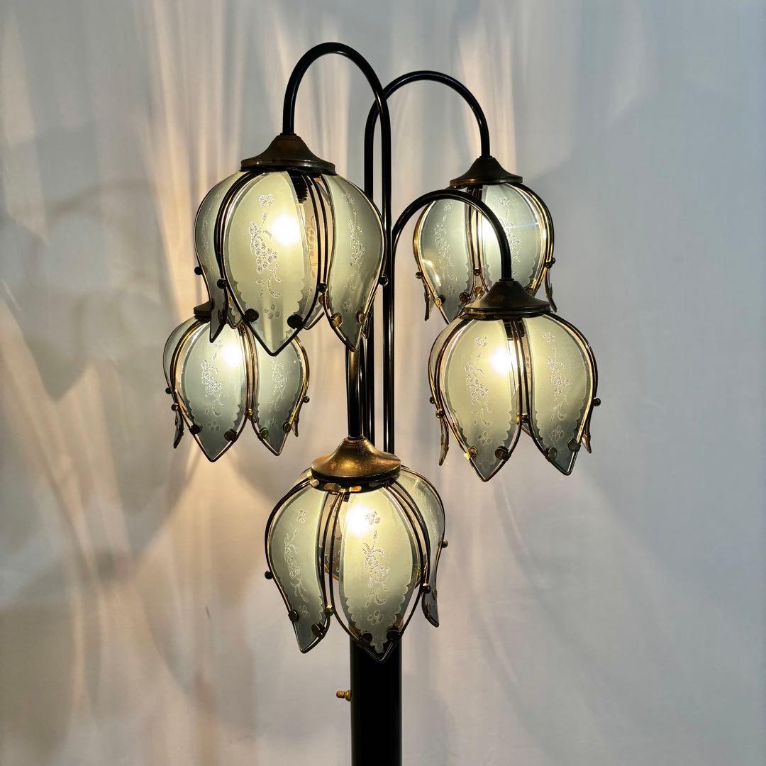 『ヴィンテージ』レトロ　アンティーク　フラワー スタンドライト 鈴蘭フロアランプ