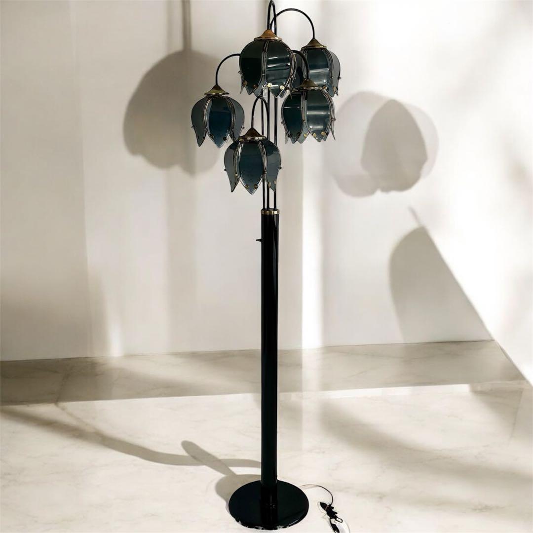 『ヴィンテージ』レトロ　アンティーク　フラワー スタンドライト 鈴蘭フロアランプ