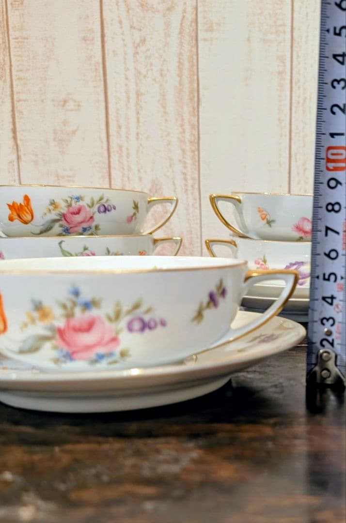 アンティークトーマスババリア　ドイツ 花柄スープカップセット 5個セット