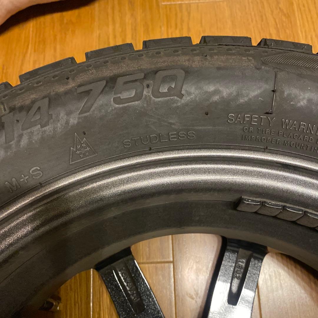 スタッドレスホイール付き4本★155/65R14 75Q★直接引取り可能な方限定