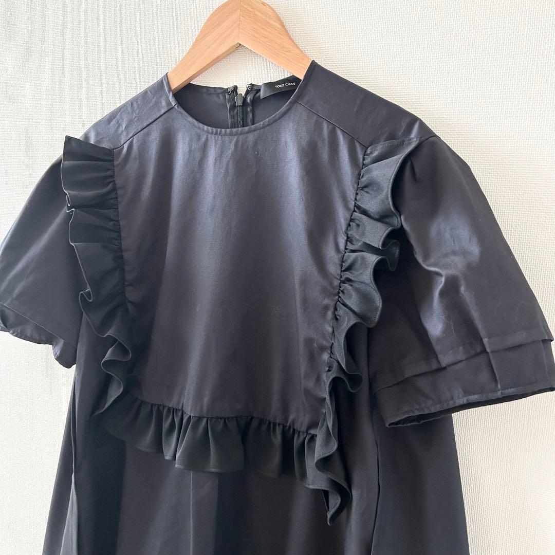 ヨーコチャン　パフスリーブフリルブラウス　ネイビー　38
