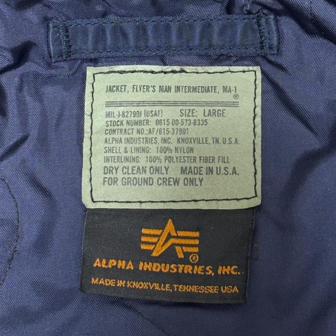 90s USA製 ALPHA MA-1 グランドクルー ネイビー L