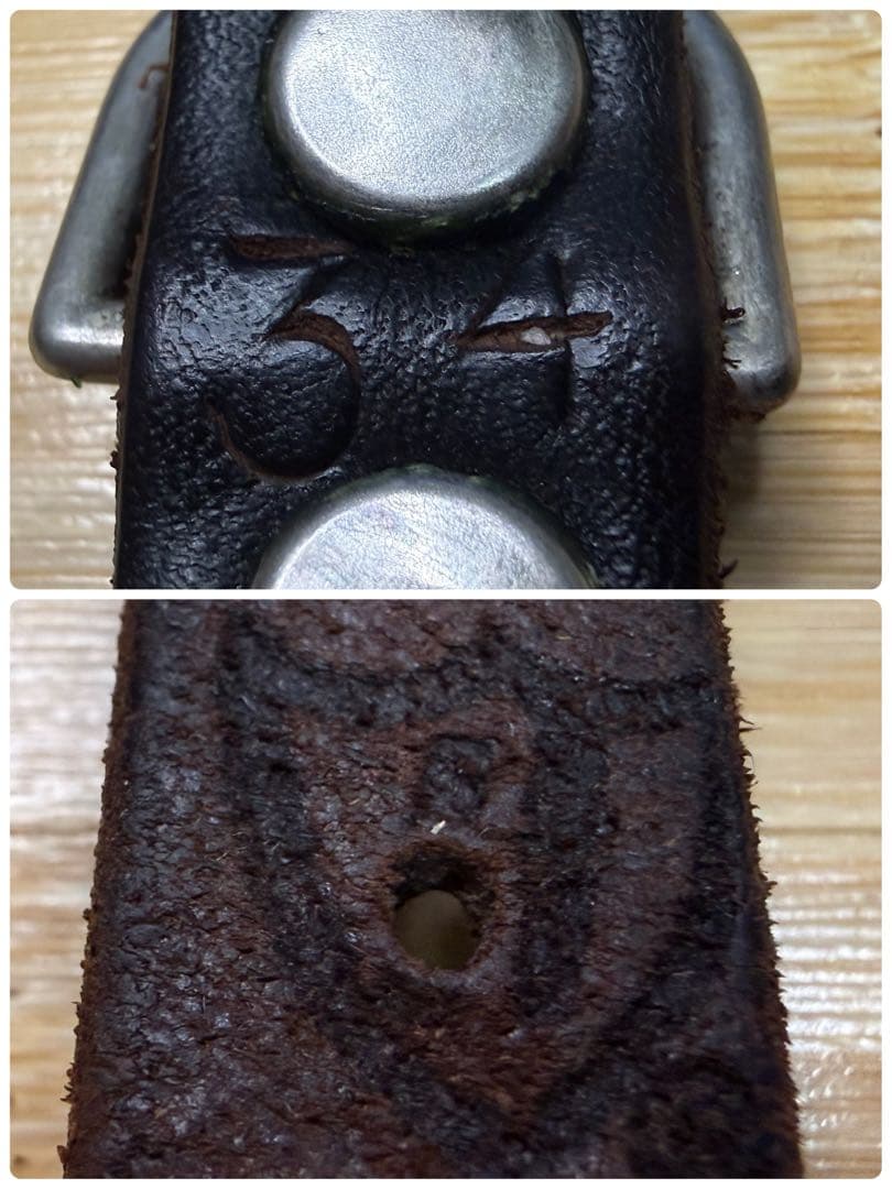 美品⭐️HTC⭐️ナローベルト⭐️フラワーターコイズ⭐️ブラックレザー(茶芯)⭐️34