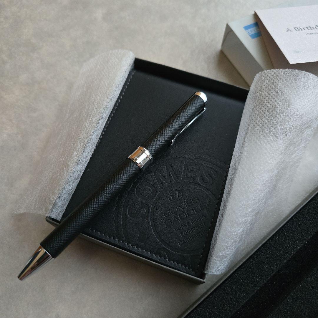 AMEXプラチナ未使用ソメスサドルボールペン&メモパッド超美品