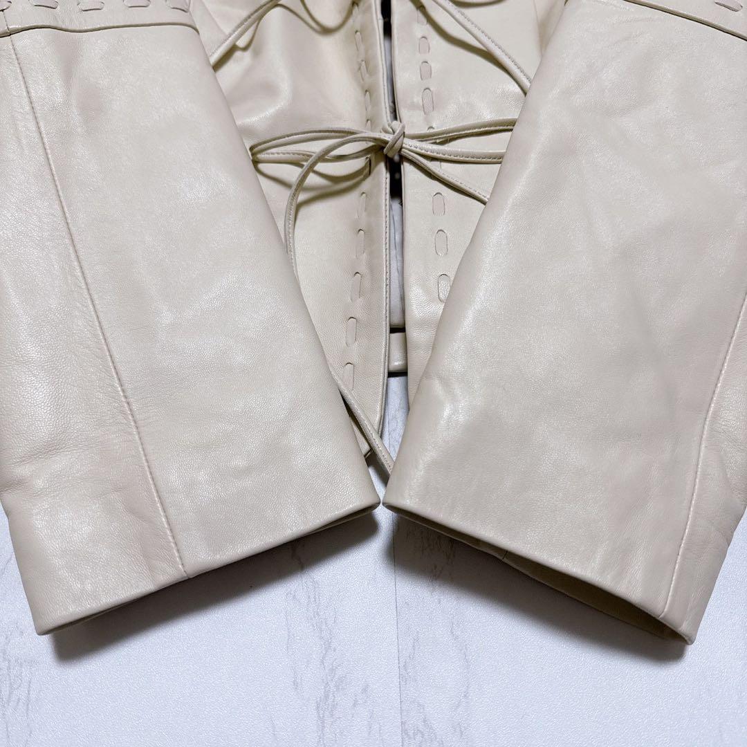 BALMAIN ラムレザー　ジャケット　アイボリー