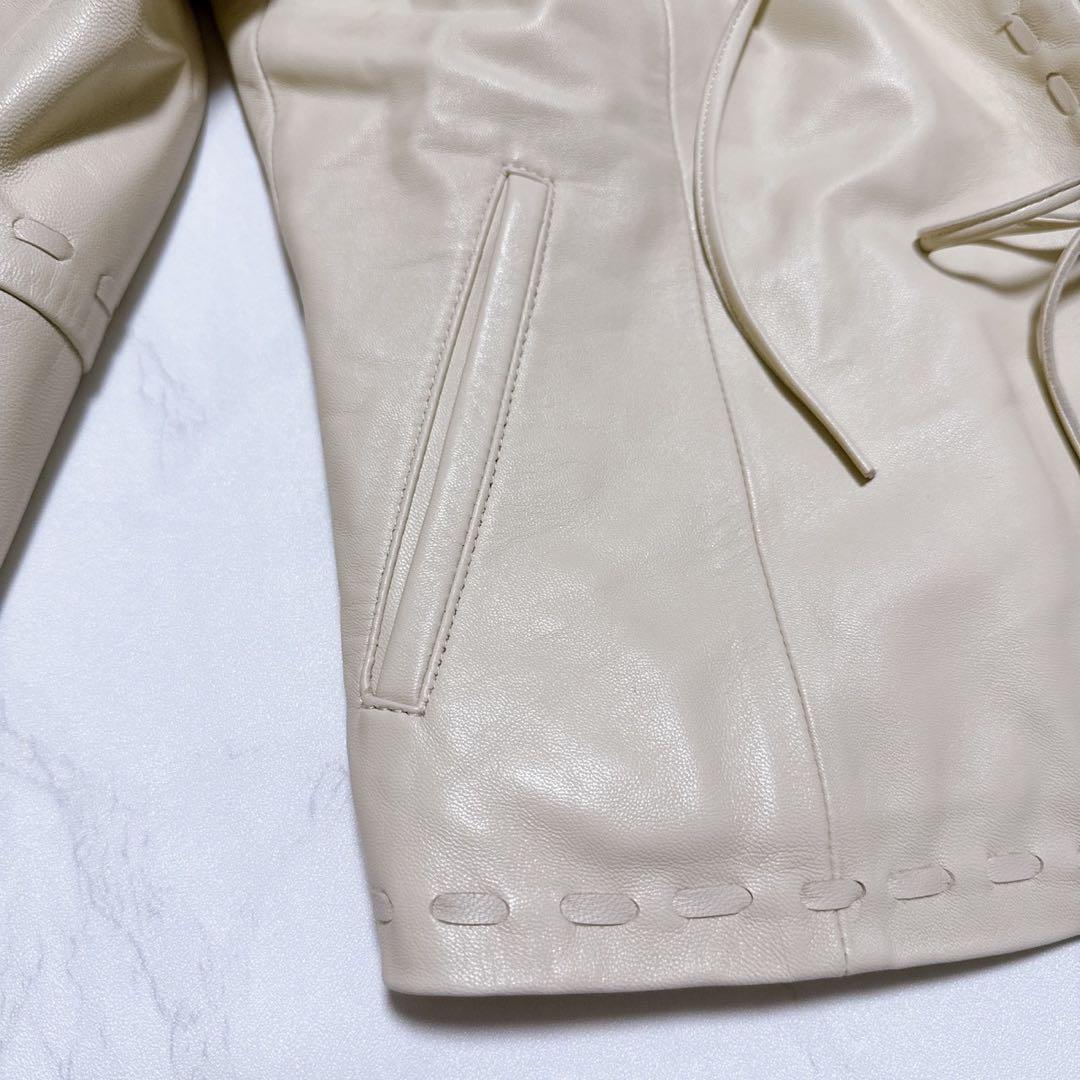 BALMAIN ラムレザー　ジャケット　アイボリー