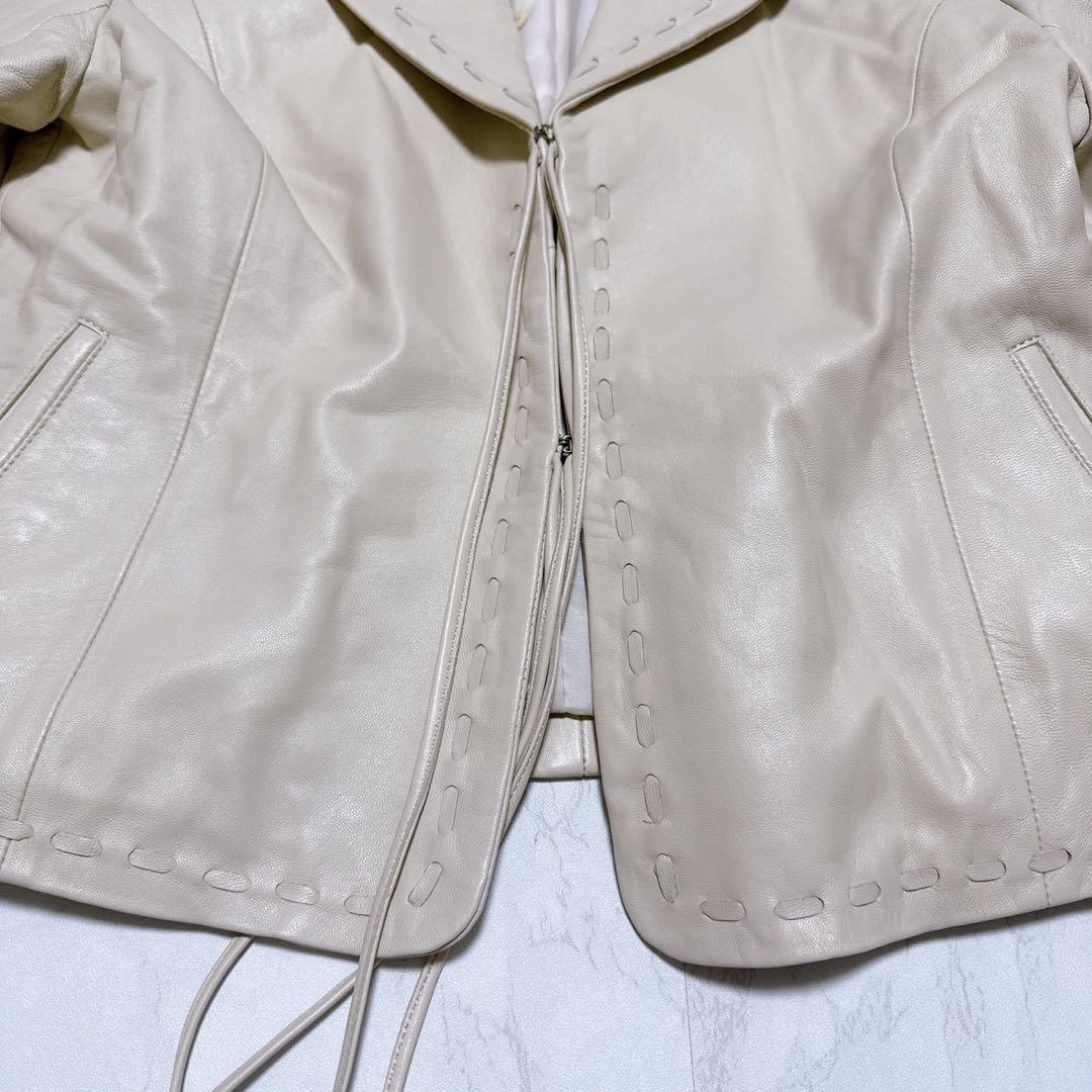 BALMAIN ラムレザー　ジャケット　アイボリー