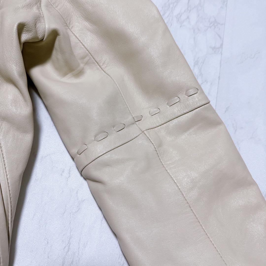 BALMAIN ラムレザー　ジャケット　アイボリー