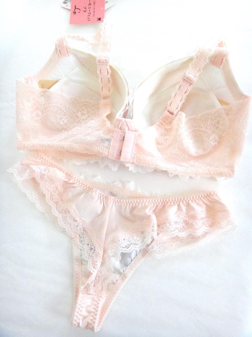 ワコール ルジェ ブラジャーE75 & ソングショーツM　薄ピンクレース
