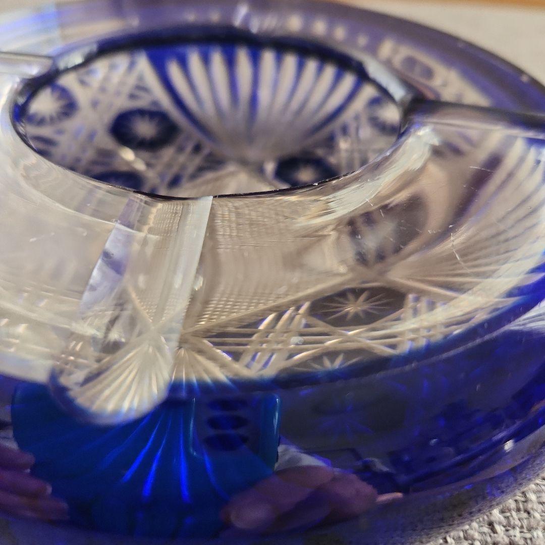 江戸切子灰皿　レトロ　骨董品　ヴィンテージ