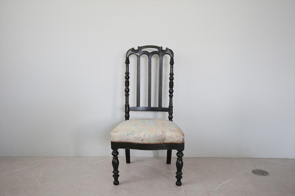フランスアンティーク木製ナポレオンチェア/黒色ダイニングイス椅子(90-191)