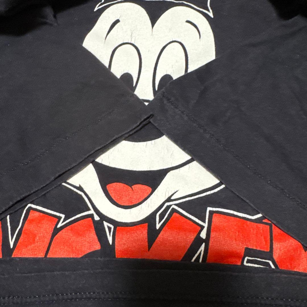 棚*K様 80sヴィンテージミッキーマウスフェイスTシャツ黒XLフェードdisn