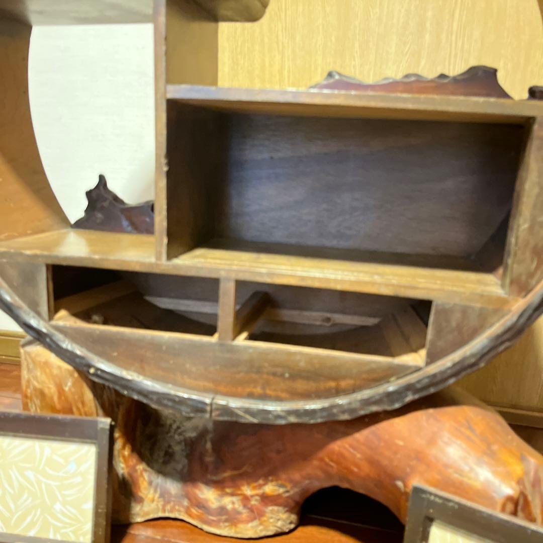 アンティーク　昭和　丸型茶棚(茶箪笥、飾り棚、違い棚)