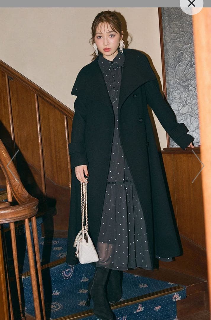 【1回のみ使用】rienda 25オーバーネックシンデレララインコート