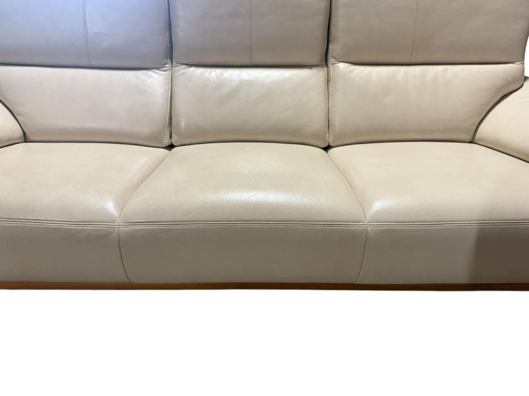 ◻【美品】karimoku 3人掛けソファ 本革張り ZU4853 ソファのみ