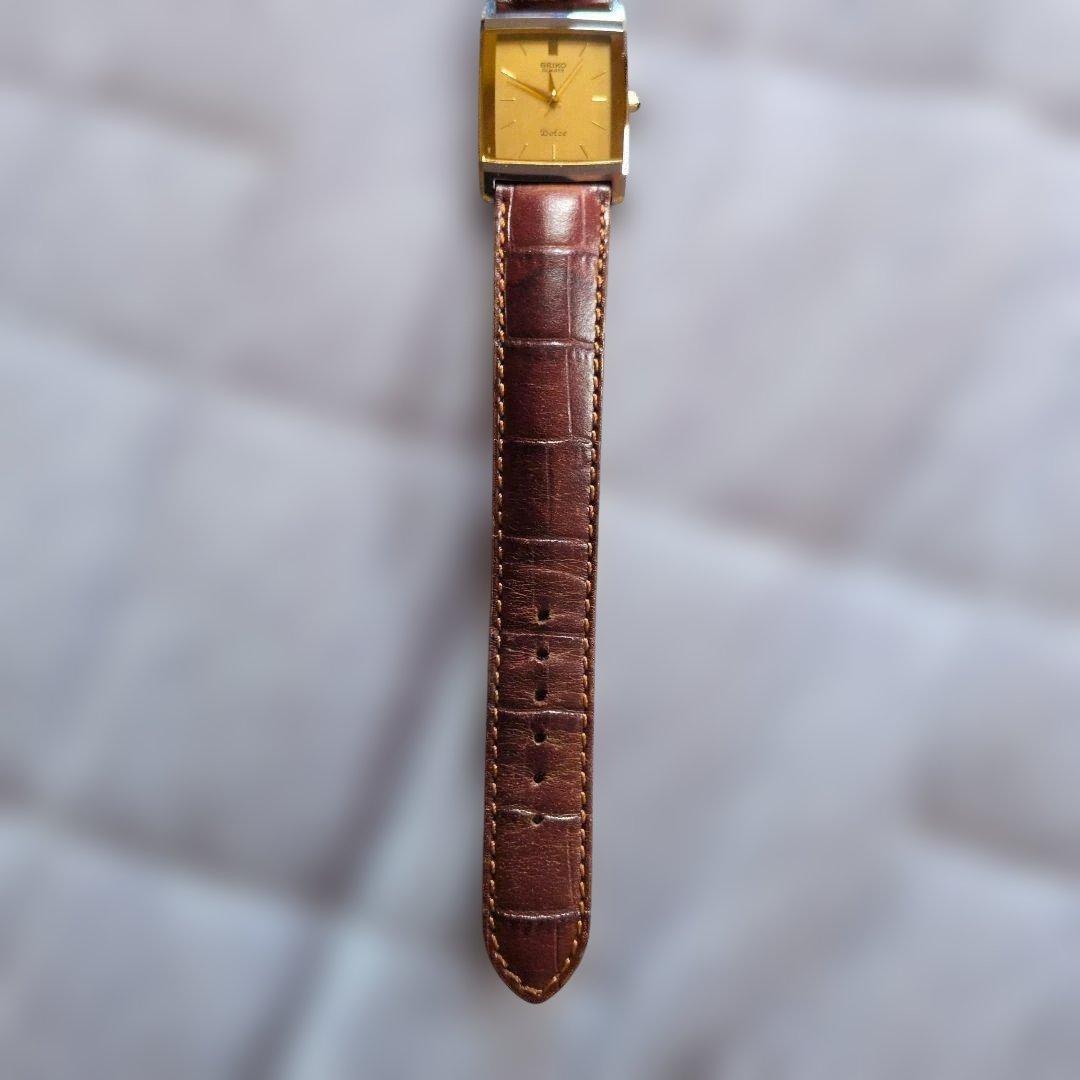 希少美品 稼動品 SEIKO Dolce 腕時計 スクエア型 ゴールド レザー