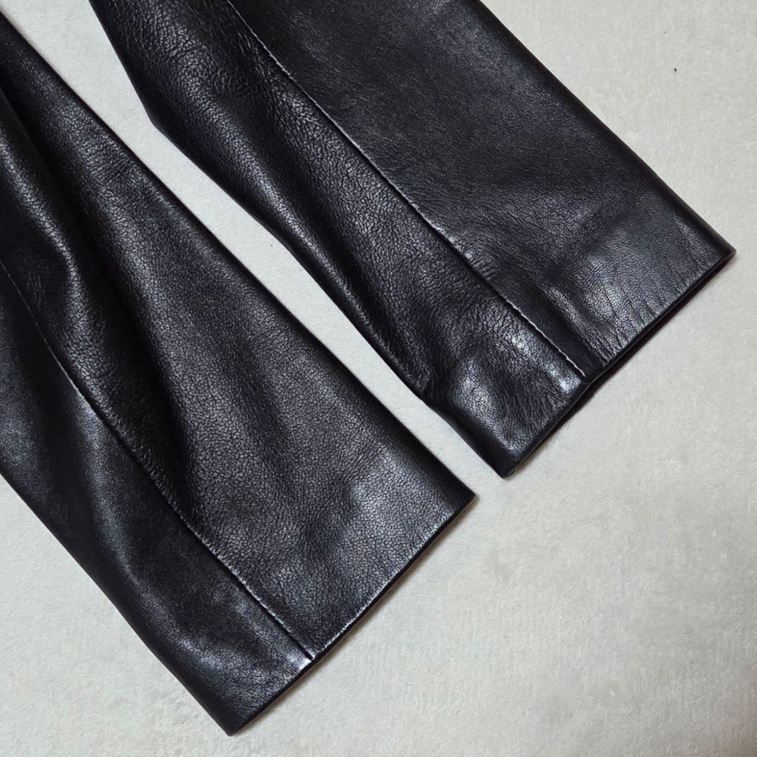 【美品】INED 羊革 ラムレザー ベルト付 Aライン ロングコート 黒 M