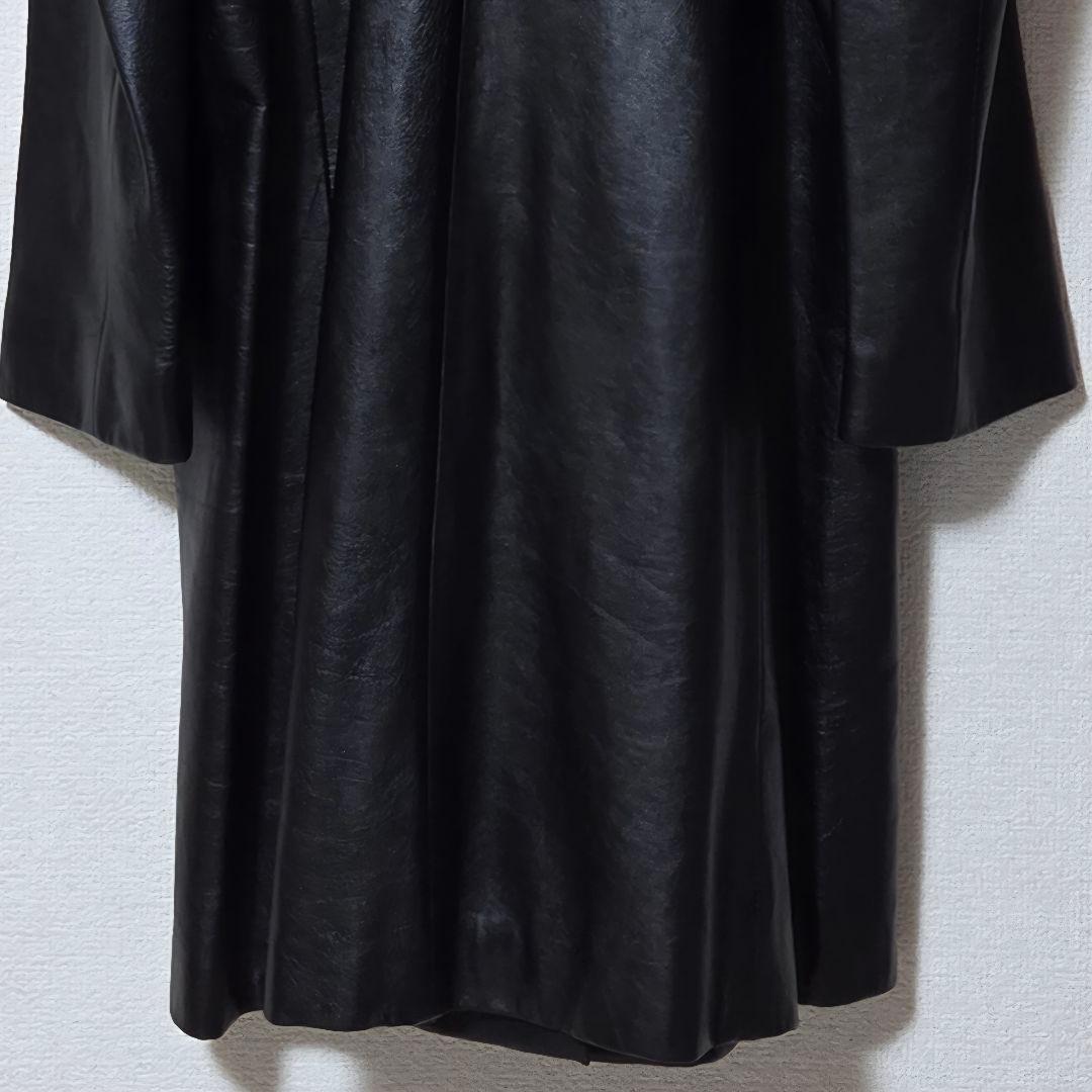 【美品】INED 羊革 ラムレザー ベルト付 Aライン ロングコート 黒 M