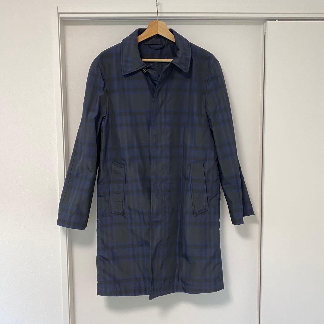 ダンヒル LONDON イタリア製 チェック柄ステンカラーコート XSS
