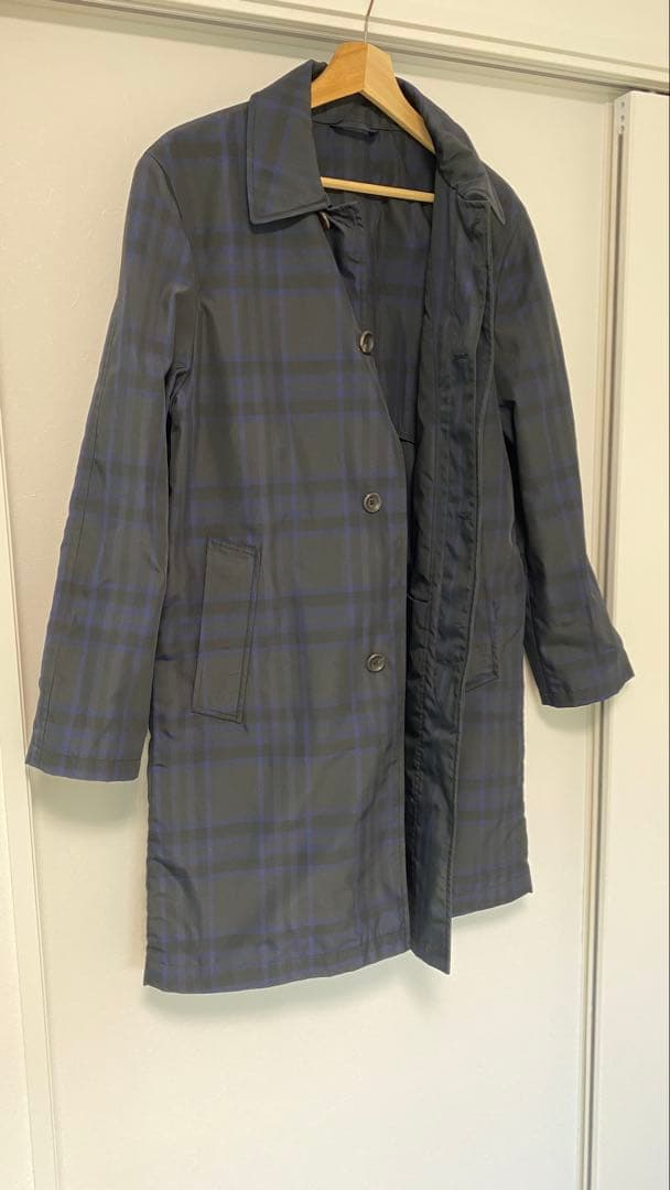 ダンヒル LONDON イタリア製 チェック柄ステンカラーコート XSS