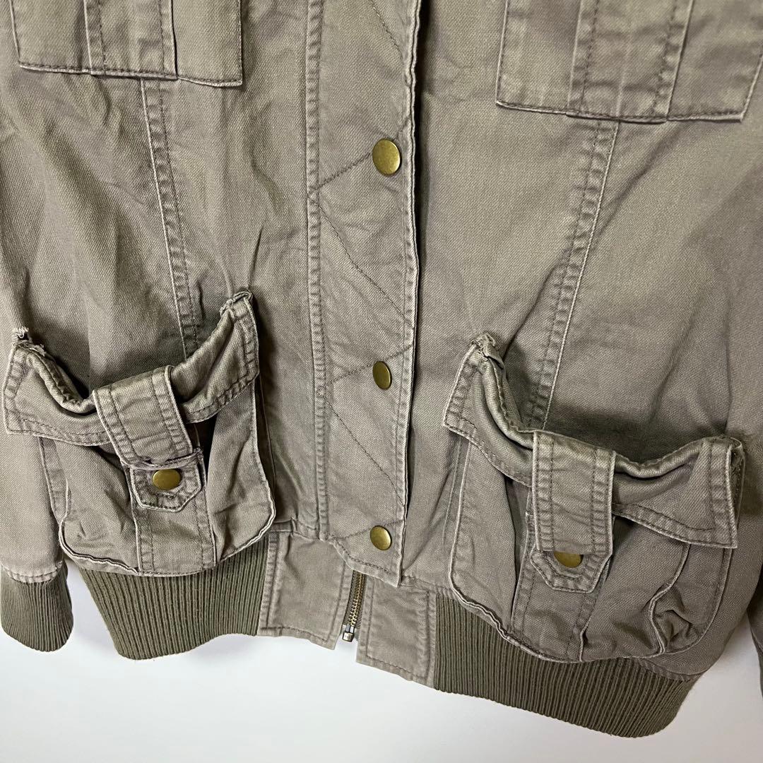 y2k gather military グランジ ミリタリージャケット カーキ