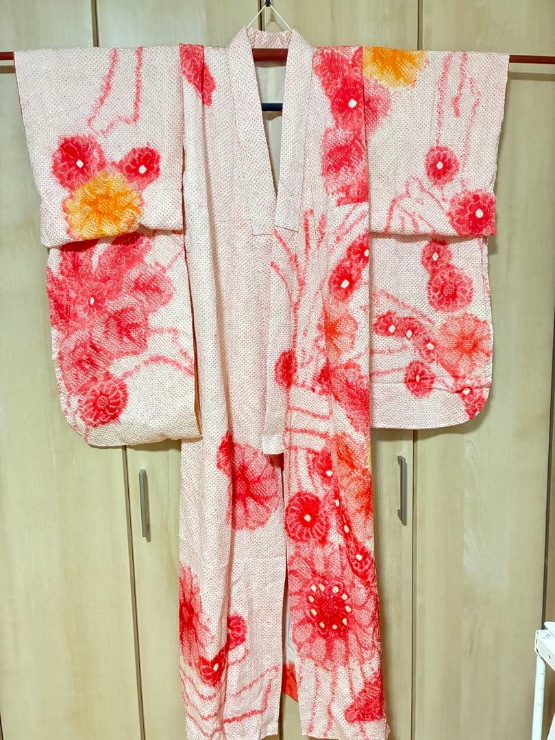 ふんわり優しい♡正絹・総絞りピンク着物セット（七五三・アンティーク）