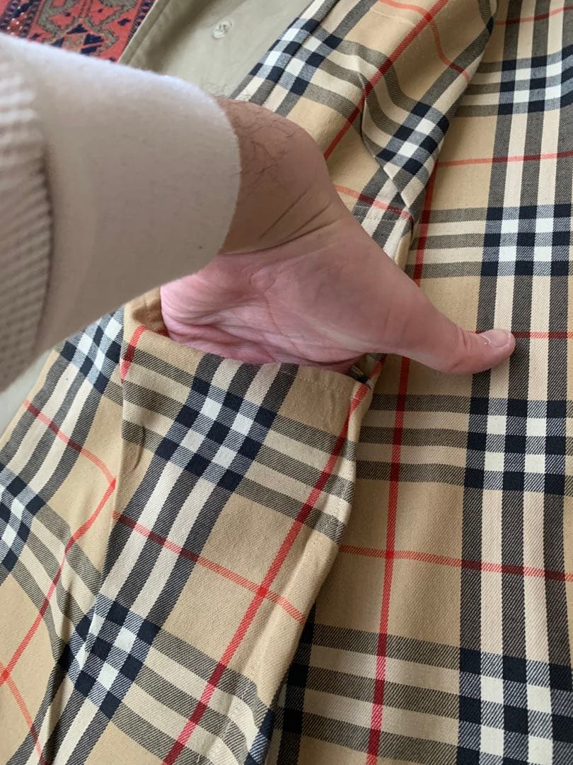 英国製 80s〜 バーバリー ステンカラーコート コットン ノバチェック メンズ