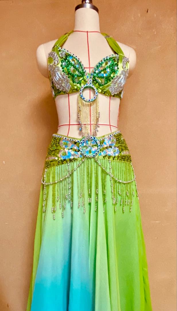 ベリーダンス衣装セットアップ グリーングラデーション