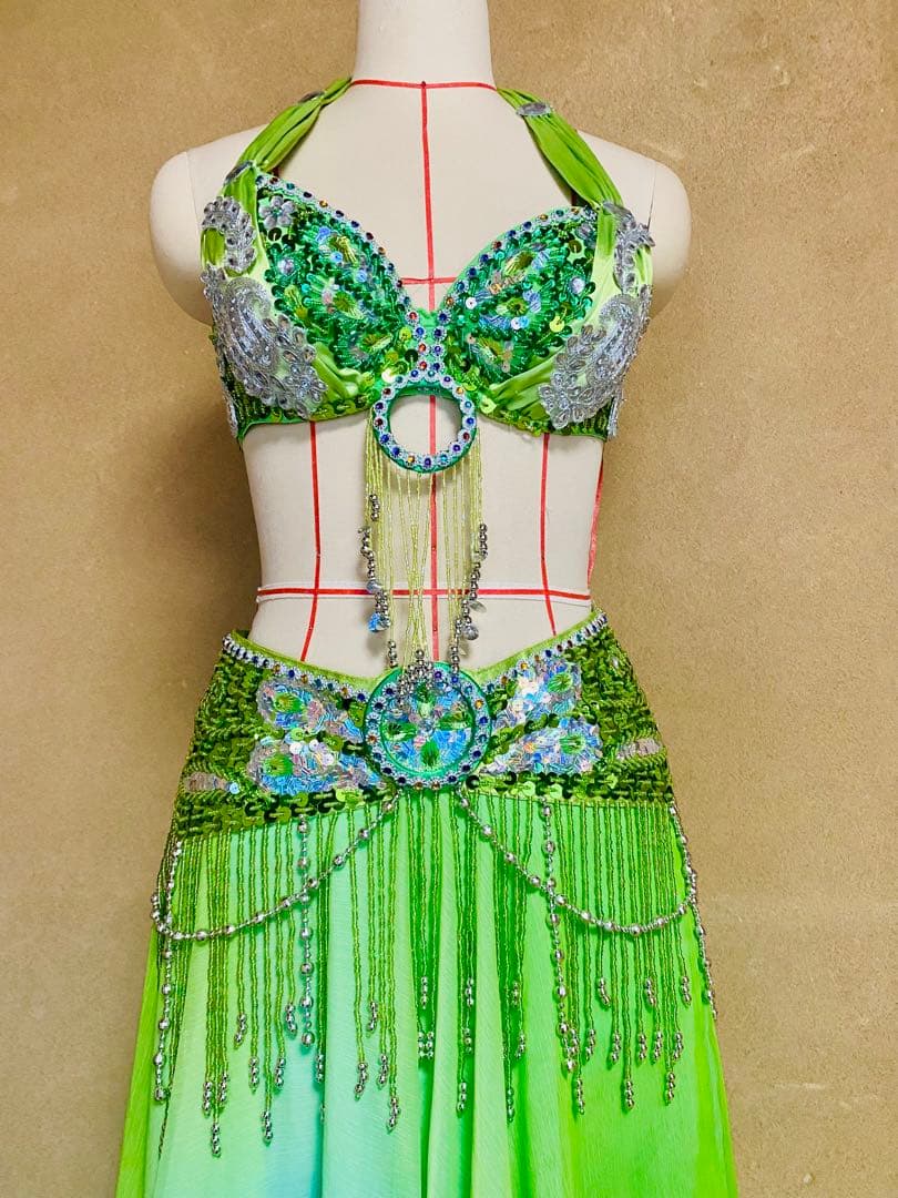 ベリーダンス衣装セットアップ グリーングラデーション